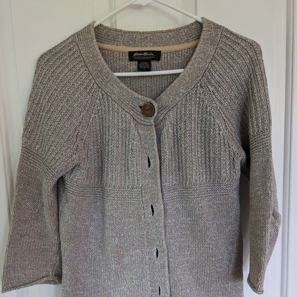 Eddie Bauer Cotton Knit Button Down Cardigan Sweater